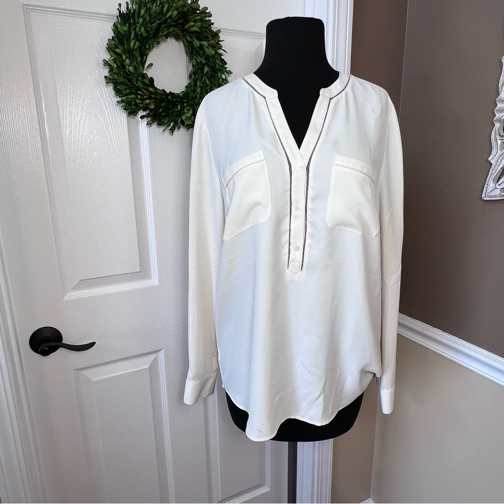 ⭐️ Talbots Tunic Dress Shirt V-Neck MEDIUM